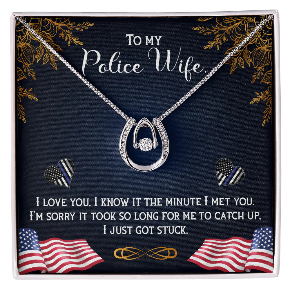 Wife Police Wife Lucky Horseshoe Necklace Standard Box